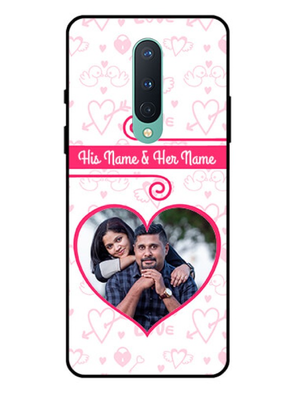 Custom OnePlus 8 Personalized Glass Phone Case  - Heart Shape Love Design