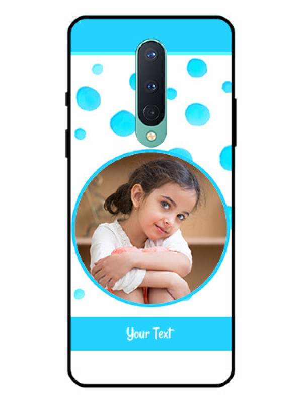 Custom OnePlus 8 Photo Printing on Glass Case  - Blue Bubbles Pattern Design