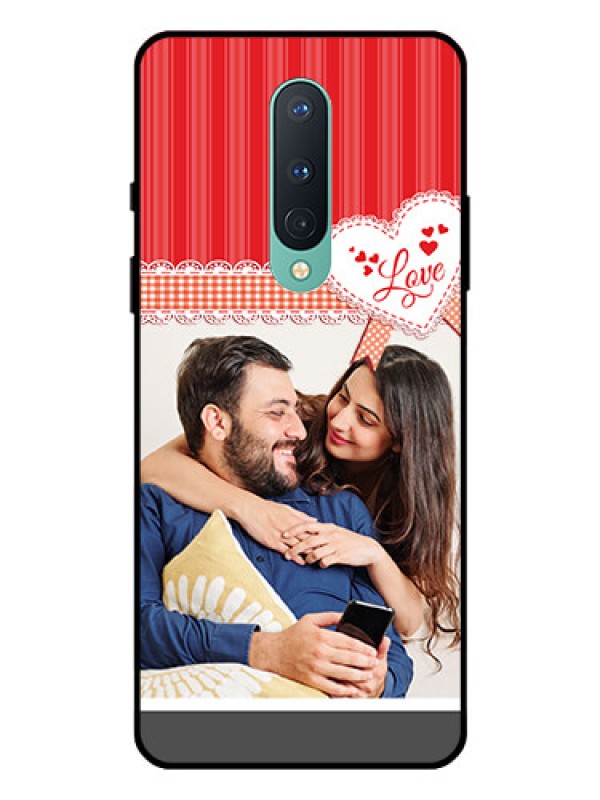 Custom OnePlus 8 Custom Glass Mobile Case  - Red Love Pattern Design