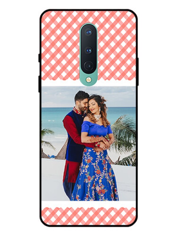 Custom OnePlus 8 Personalized Glass Phone Case  - Pink Pattern Design