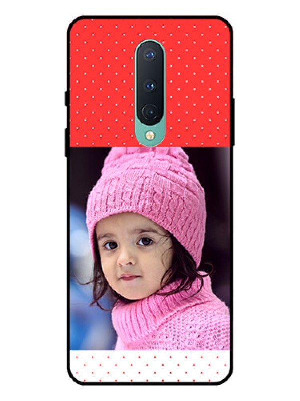 Custom OnePlus 8 Photo Printing on Glass Case  - Red Pattern Design