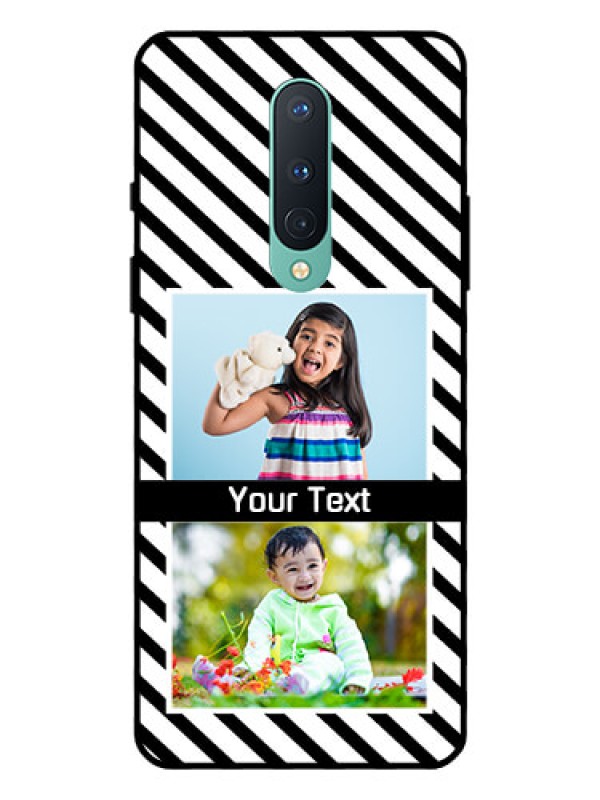 Custom OnePlus 8 Photo Printing on Glass Case  - Black And White Stripes Design