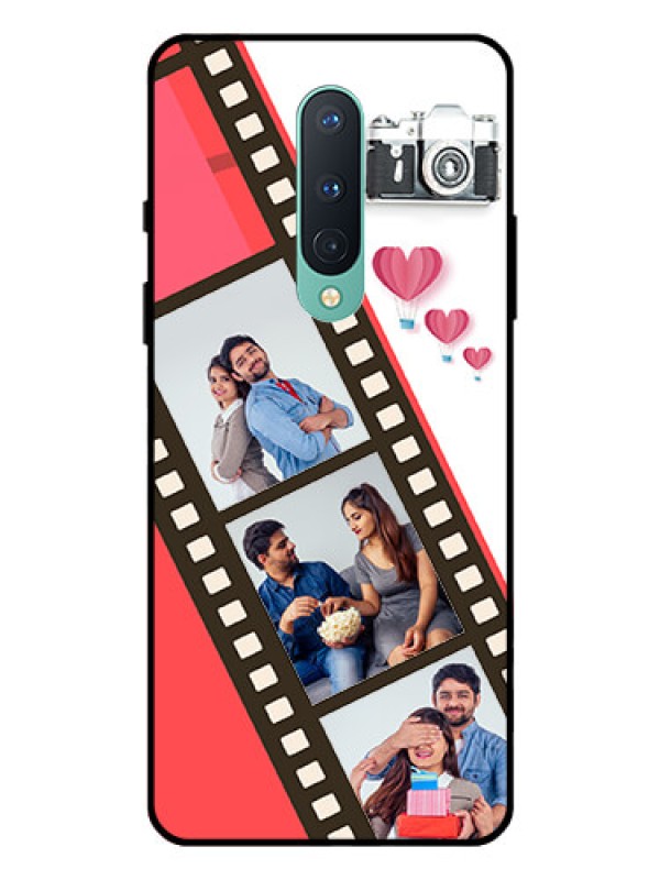 Custom OnePlus 8 Personalized Glass Phone Case  - 3 Image Holder with Film Reel
