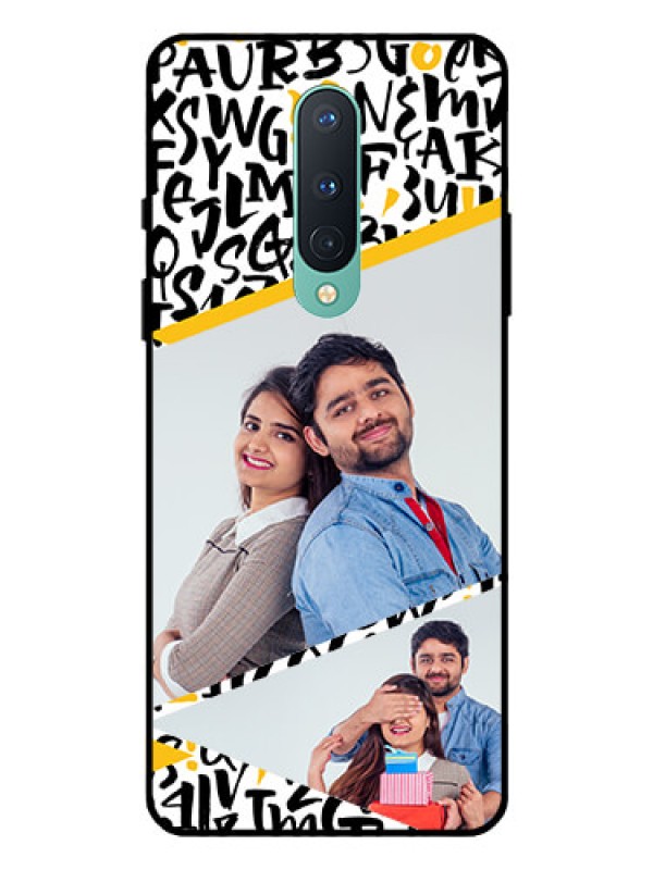 Custom OnePlus 8 Custom Glass Mobile Case  - Letters Pattern Design