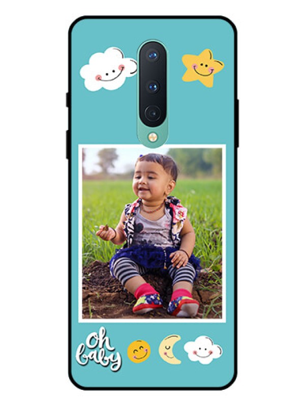 Custom OnePlus 8 Personalized Glass Phone Case  - Smiley Kids Stars Design