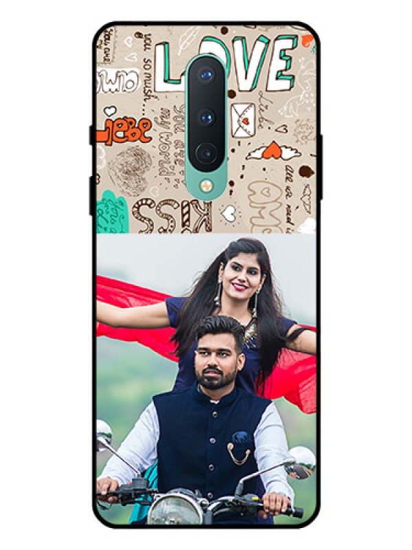 Custom OnePlus 8 Custom Glass Phone Case  - Love Doodle Pattern 