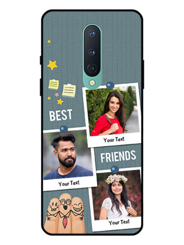 Custom OnePlus 8 Personalized Glass Phone Case  - Sticky Frames and Friendship Design