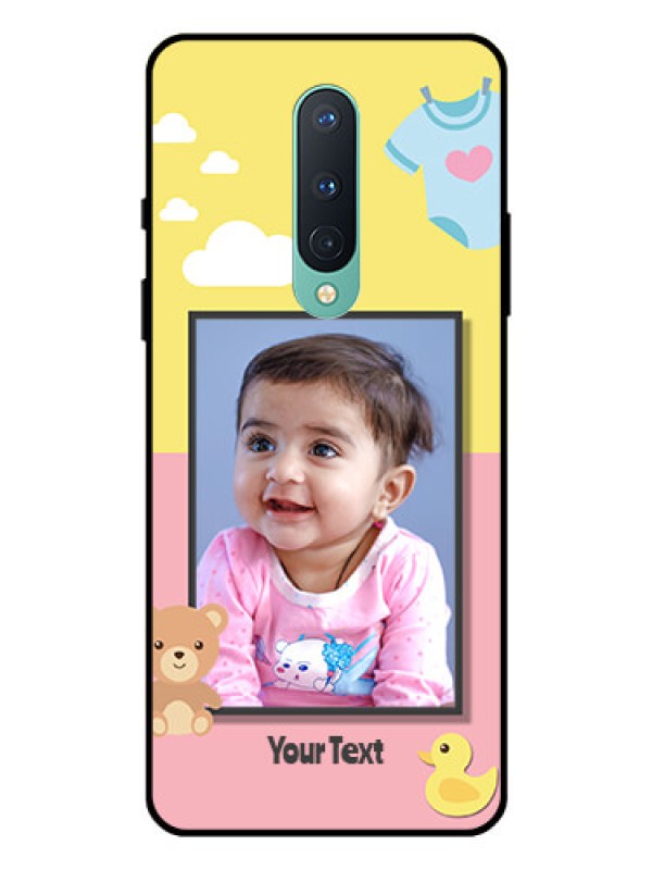 Custom OnePlus 8 Photo Printing on Glass Case  - Kids 2 Color Design