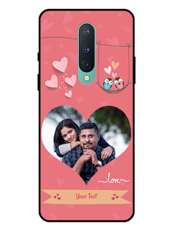 Custom OnePlus 8 Personalized Glass Phone Case  - Peach Color Love Design 