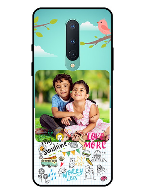 Custom OnePlus 8 Photo Printing on Glass Case  - Doodle love Design