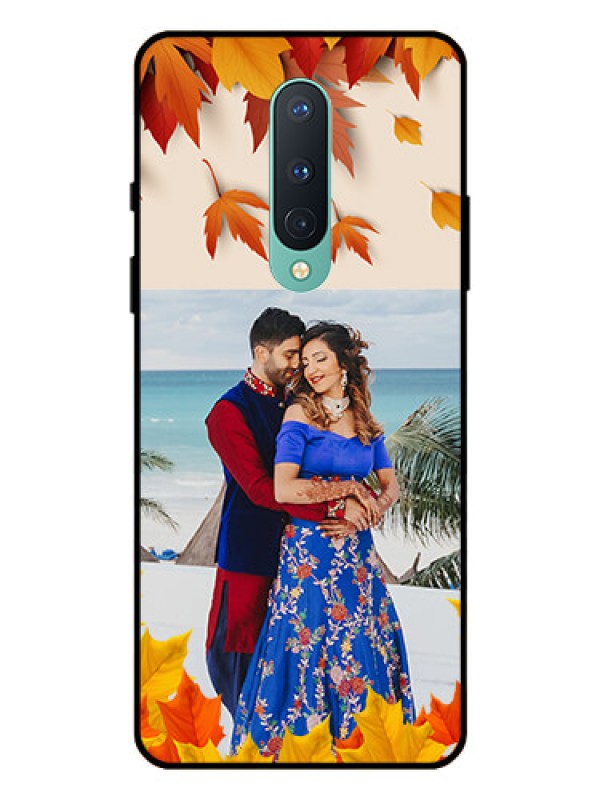 Custom OnePlus 8 Photo Printing on Glass Case  - Autumn Maple Leaves Design