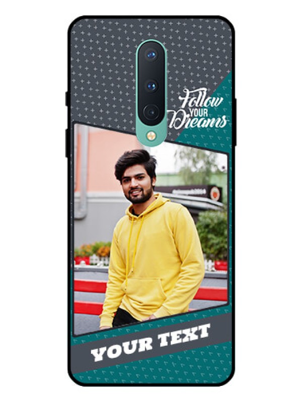 Custom OnePlus 8 Personalized Glass Phone Case  - Background Pattern Design with Quote