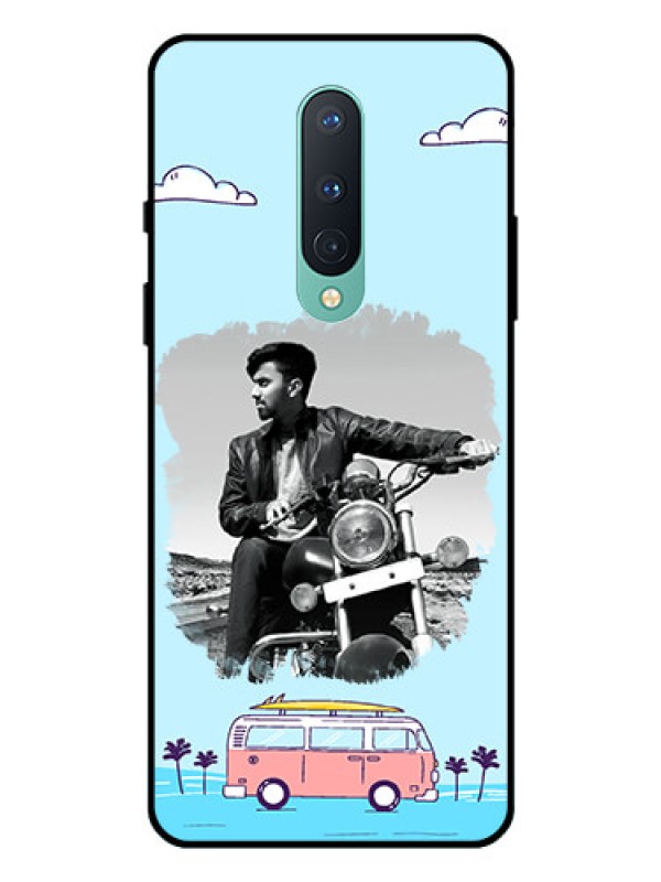 Custom OnePlus 8 Photo Printing on Glass Case  - Travel & Adventure Design