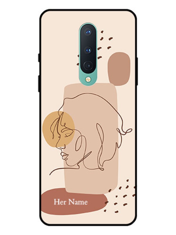 Custom OnePlus 8 Photo Printing on Glass Case - Calm Woman line art Design