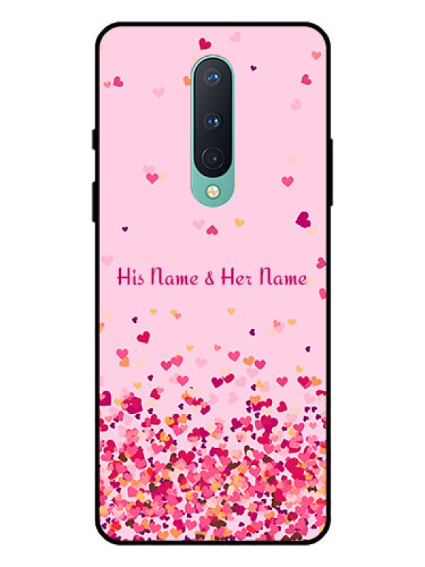 Custom OnePlus 8 Photo Printing on Glass Case - Floating Hearts Design