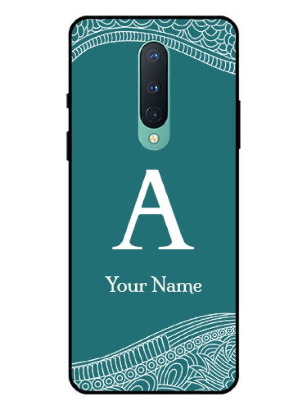 Custom OnePlus 8 Personalized Glass Phone Case - line art pattern with custom name Design