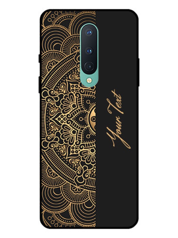 Custom OnePlus 8 Photo Printing on Glass Case - Mandala art with custom text Design