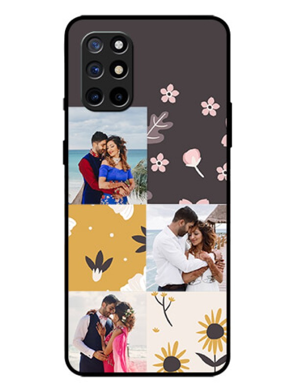 Custom Oneplus 8T Photo Printing on Glass Case  - 3 Images with Floral Design