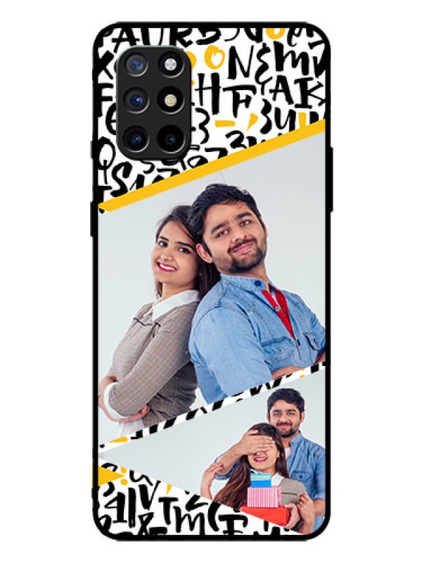 Custom Oneplus 8T Custom Glass Mobile Case  - Letters Pattern Design