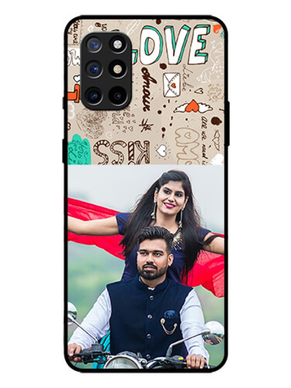 Custom Oneplus 8T Custom Glass Phone Case  - Love Doodle Pattern 