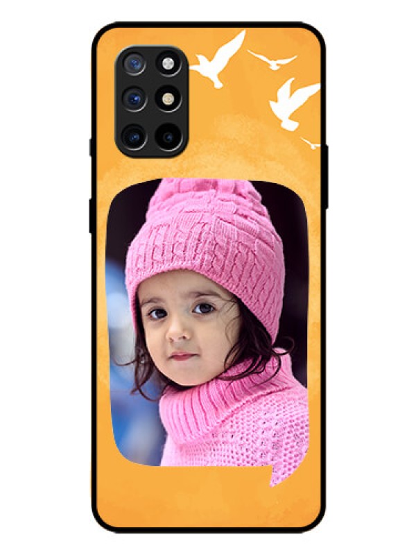 Custom Oneplus 8T Personalized Glass Phone Case  - Water Color Design with Bird Icons