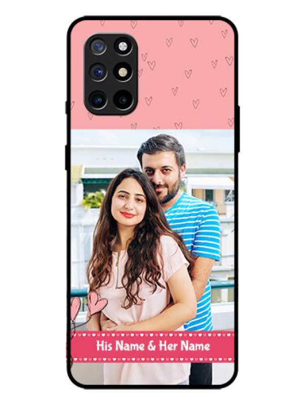 Custom Oneplus 8T Personalized Glass Phone Case  - Love Design Peach Color