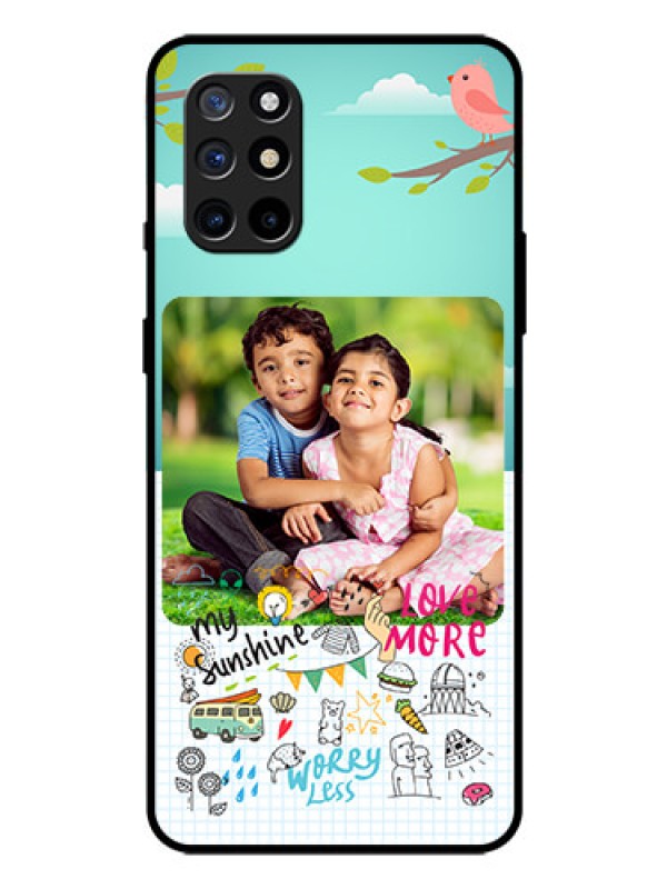 Custom Oneplus 8T Photo Printing on Glass Case  - Doodle love Design