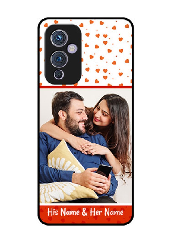 Oneplus 9 5G Custom Glass Phone Case - Orange Love Symbol Design