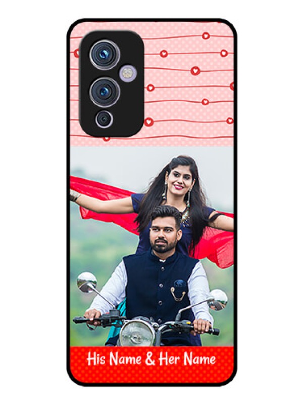 Custom Oneplus 9 5G Personalized Glass Phone Case - Red Pattern Case Design
