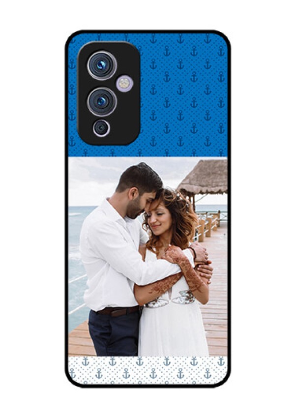Oneplus 9 5G Photo Printing on Glass Case - Blue Anchors Design