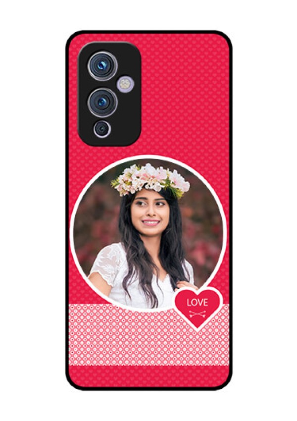 Oneplus 9 5G Personalised Glass Phone Case - Pink Pattern Design
