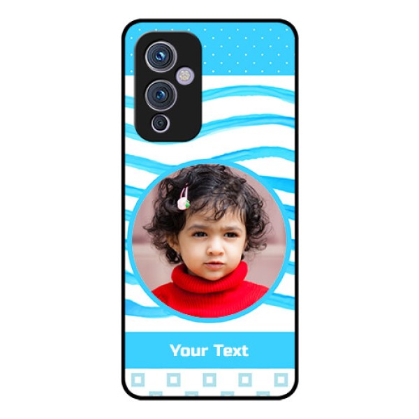 Oneplus 9 5G Custom Glass Phone Case - Simple Blue Case Design Oneplus 9 5G Custom Glass Phone Case - Simple Blue Case Design