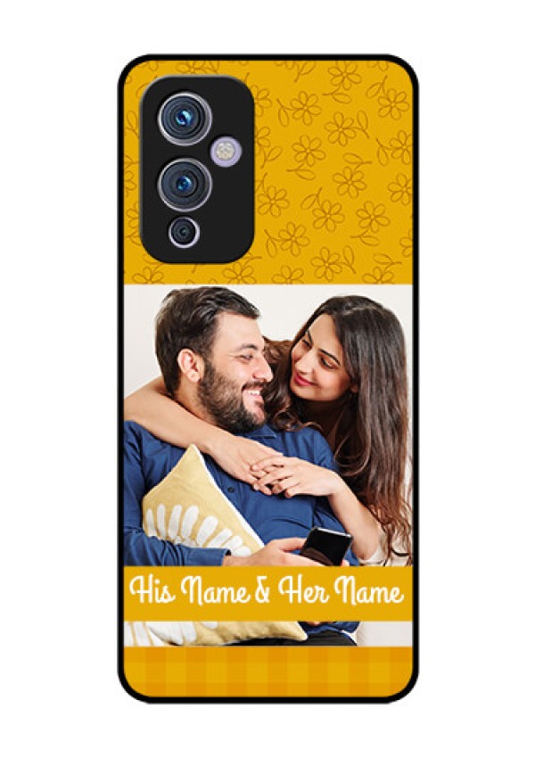 Oneplus 9 5G Custom Glass Mobile Case - Yellow Floral Design