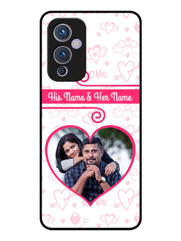 Custom Oneplus 9 5G Personalized Glass Phone Case - Heart Shape Love Design