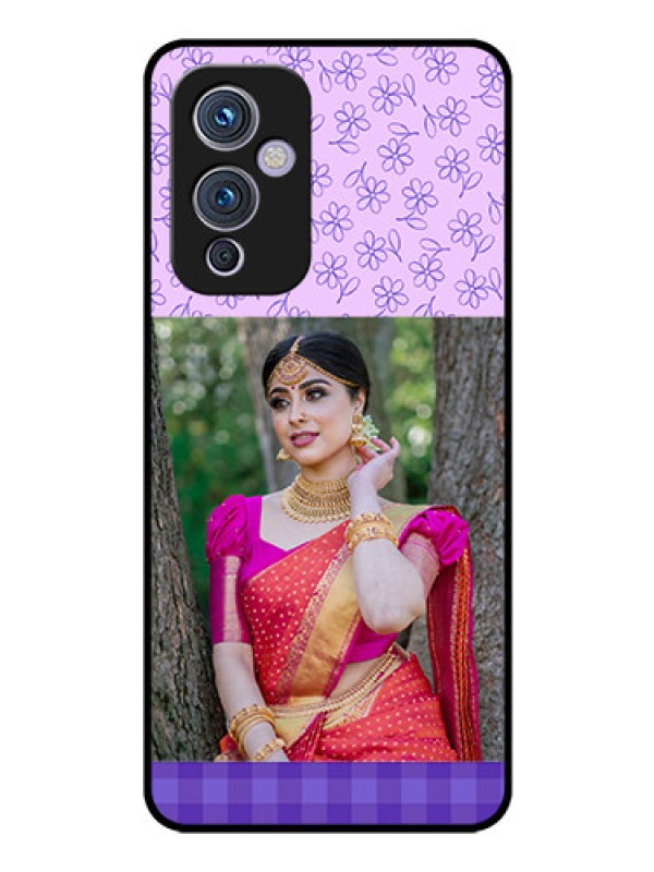 Custom Oneplus 9 5G Custom Glass Phone Case - Purple Floral Design