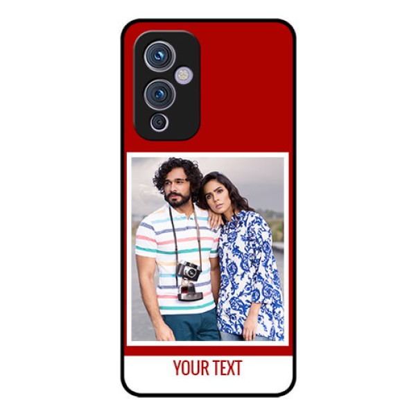 Oneplus 9 5G Personalized Glass Phone Case - Simple Red Color Design