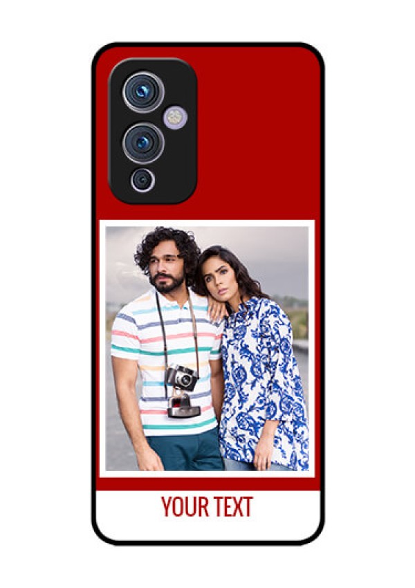 Oneplus 9 5G Personalized Glass Phone Case - Simple Red Color Design