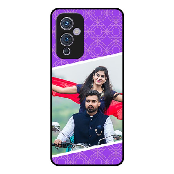 Oneplus 9 5G Custom Glass Phone Case - Violet Pattern Design