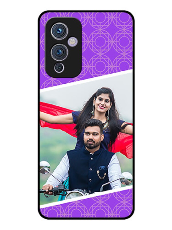 Custom Oneplus 9 5G Custom Glass Phone Case - Violet Pattern Design