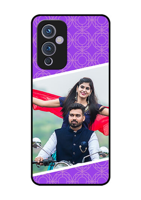 Oneplus 9 5G Custom Glass Phone Case - Violet Pattern Design