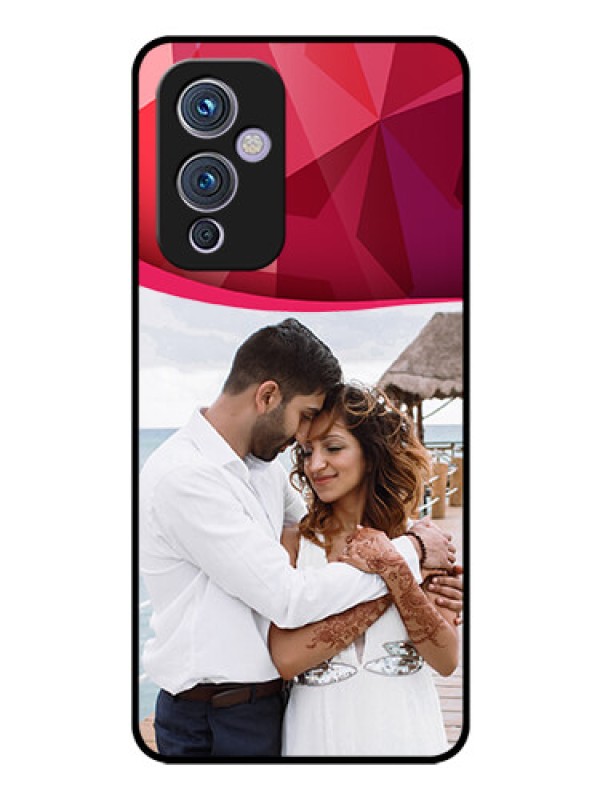 Custom Oneplus 9 5G Custom Glass Mobile Case - Red Abstract Design