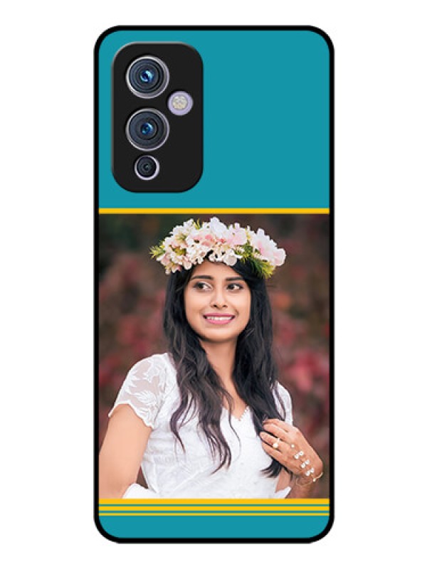 Custom Oneplus 9 5G Custom Glass Phone Case - Yellow & Blue Design 