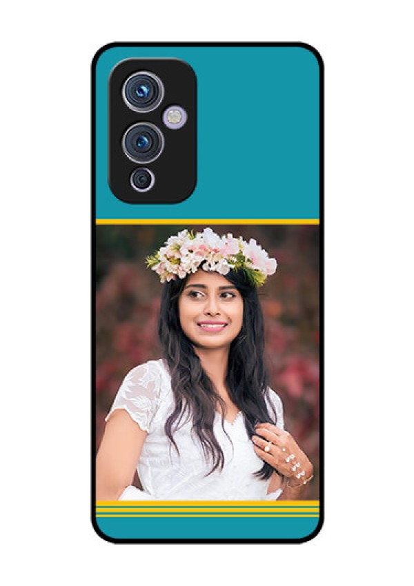 Oneplus 9 5G Custom Glass Phone Case - Yellow & Blue Design 