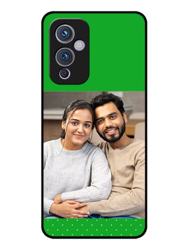 Custom Oneplus 9 5G Personalized Glass Phone Case - Green Pattern Design