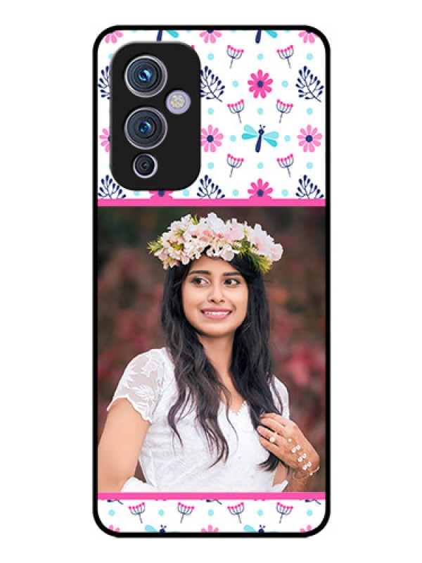 Custom Oneplus 9 5G Photo Printing on Glass Case - Colorful Flower Design