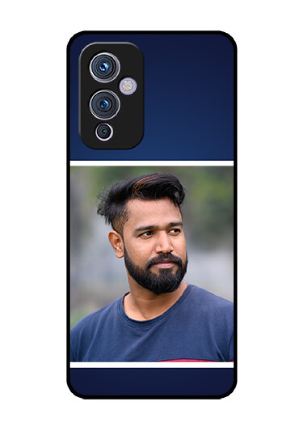 Oneplus 9 5G Personalized Glass Phone Case - Simple Royal Blue Design