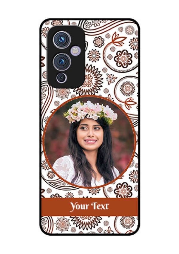 Oneplus 9 5G Custom Glass Mobile Case - Abstract Floral Design 