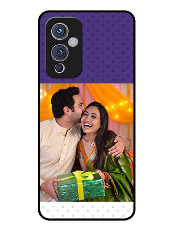 Custom Oneplus 9 5G Personalized Glass Phone Case - Violet Pattern Design