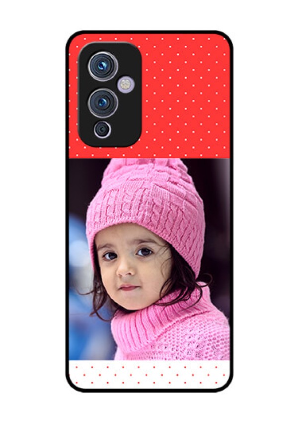 Oneplus 9 5G Photo Printing on Glass Case - Red Pattern Design