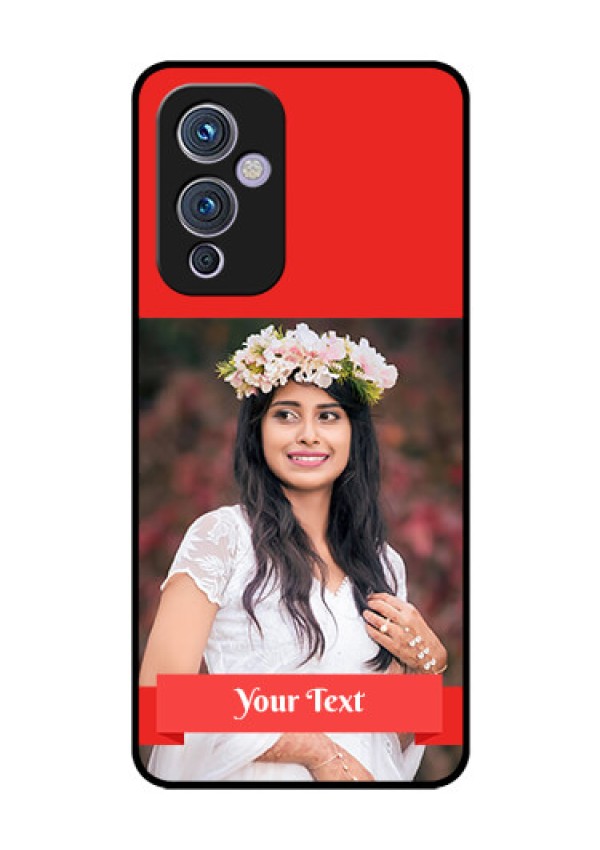 Oneplus 9 5G Custom Glass Phone Case - Simple Red Color Design